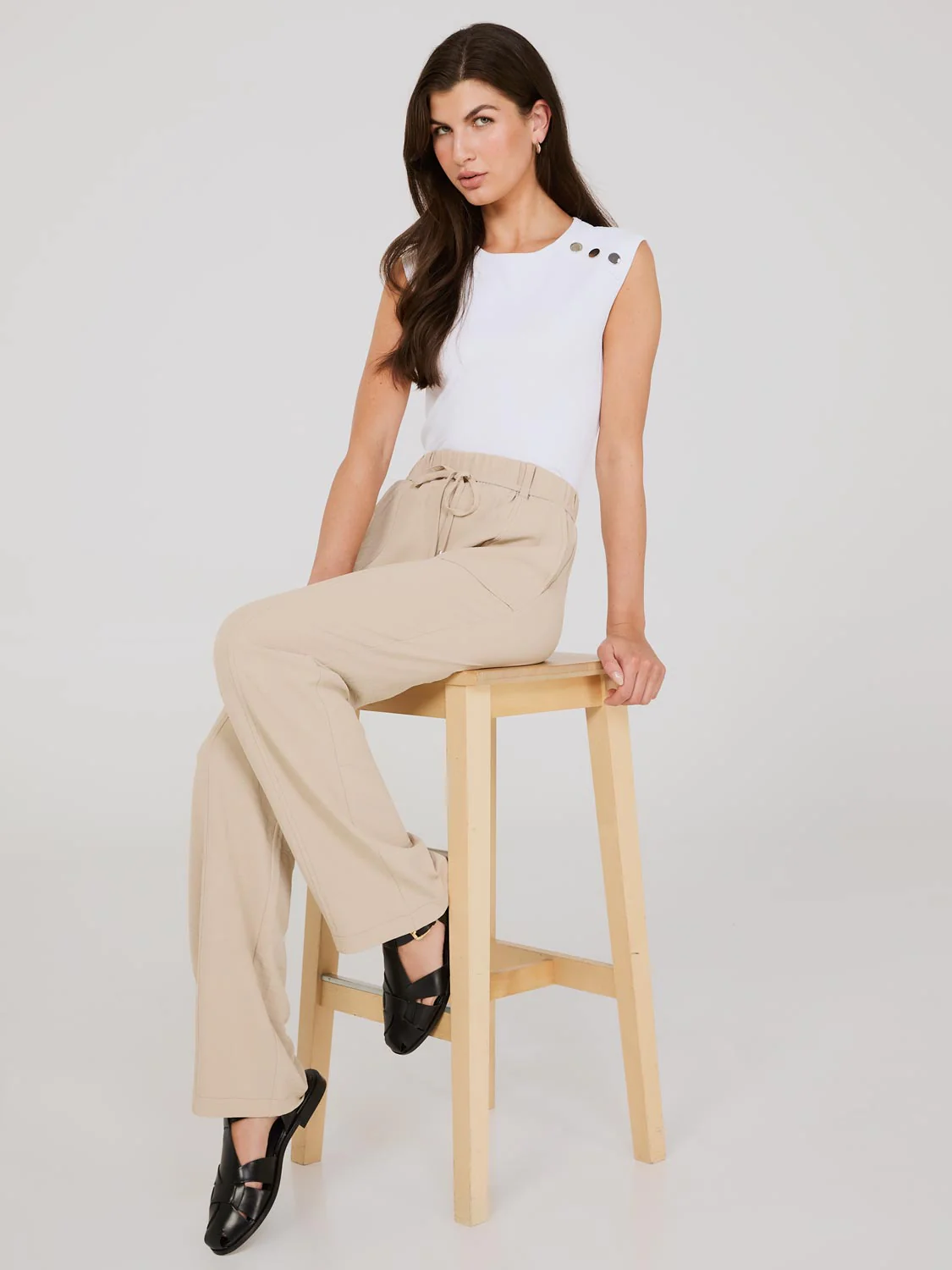 Wide-Leg Long Length Pants With Porkchop Pockets