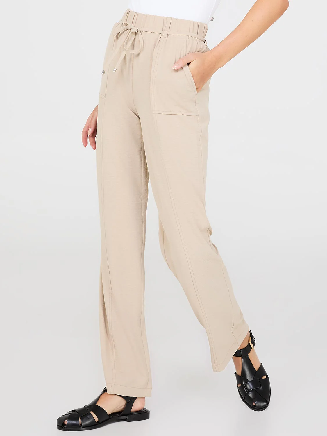 Wide-Leg Long Length Pants With Porkchop Pockets